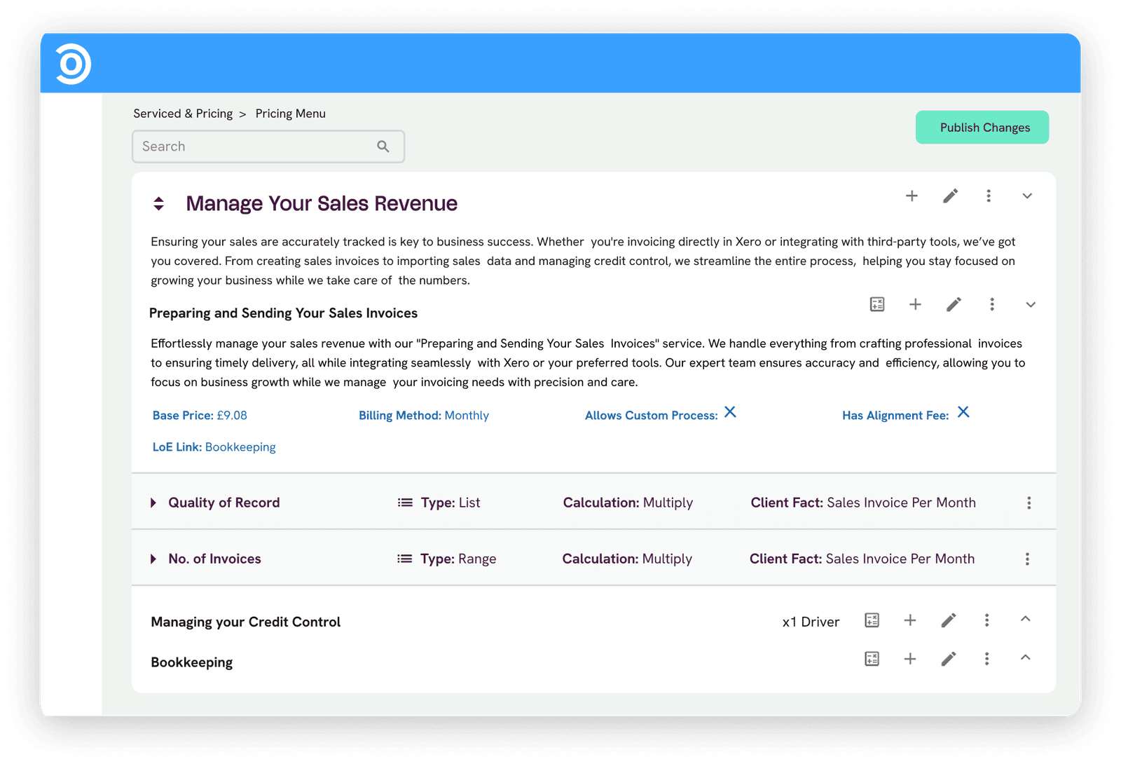 The Socket pricing menu and service catalogue.